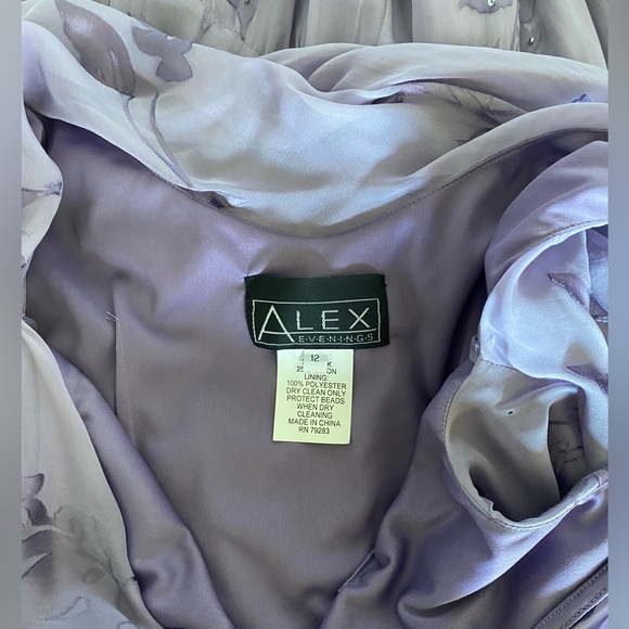 Alex Evenings Floral Y2K Purple  High/low Chiffon/Silk  Dress - Picture 8 of 14
